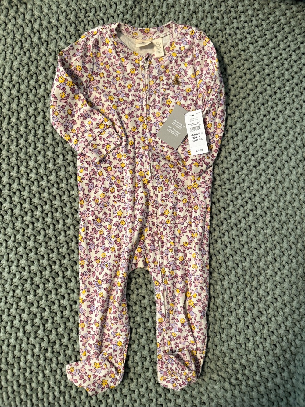 Baby Gap Floral Zip Front Footed One-Piece